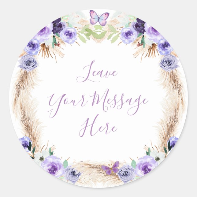 One Year Fluttered Butterfly Love your Message Classic Round Sticker (Front)