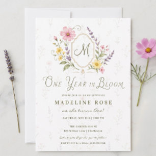 One Year in Bloom Floral 1st Birthday Invitation