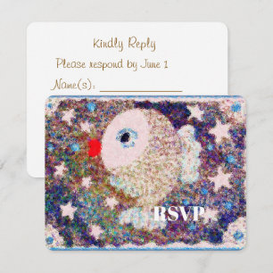 One Year of Love Starry Fish 1st Birthday RSVP Card