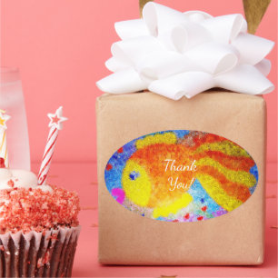One Year of Love Tropical Fish 1st Birthday Oval Sticker