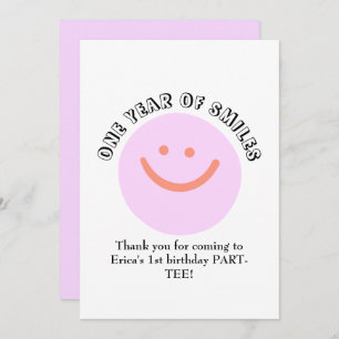 ONE YEAR OF SMILES Birthday Infant add details Thank You Card