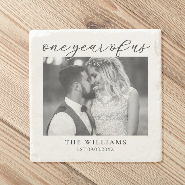 One Year of Us First Wedding Anniversary Stone Coaster (Creator Uploaded)