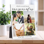 One Year of Us Photo Collage Wedding Anniversary Plaque<br><div class="desc">Create your own first wedding anniversary gift photo display plaque. Simple to personalise by adding four of your favourite pictures to this collage template.</div>