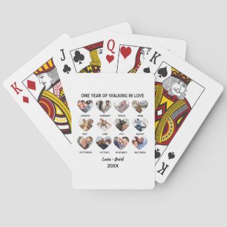 One Year of Walking in Love 12 Heart Photo Collage Playing Cards
