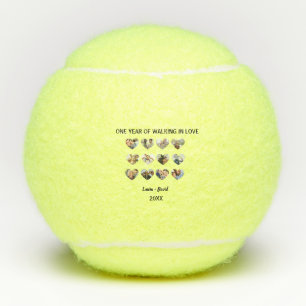 One Year of Walking in Love 12 Heart Photo Collage Tennis Balls