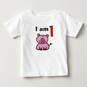 One year old birthday baby (pink pig) T-Shirt