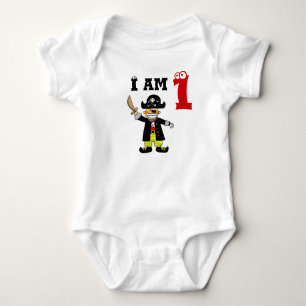 One year old birthday boy ( pirate ) baby bodysuit