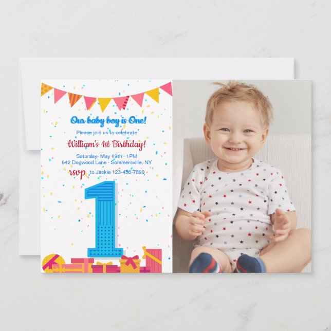 One Year Old Birthday Party Invitation (Front)