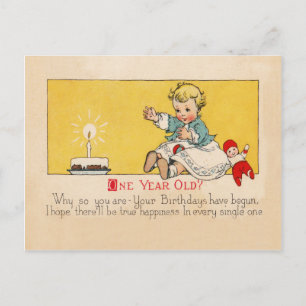 One Year Old Birthday Postcard
