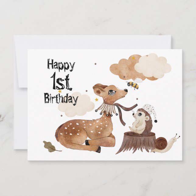 One Year Old Boy Baby Animal Birthday  (Front)