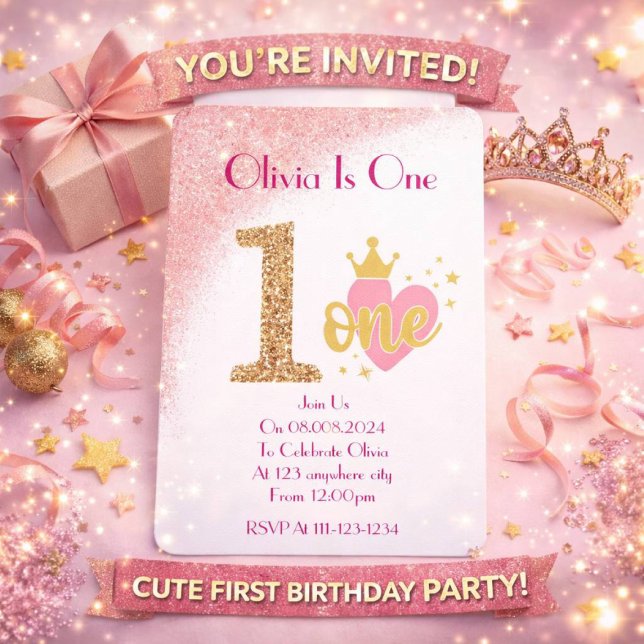 ONE YEAR OLD GIRL BIRTHDAY INVITATION (Creator Uploaded)