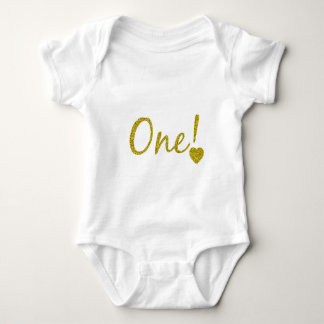 One Year Old Gold Glitter Baby Jersey Bodysuit