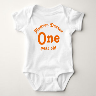 One Year Old Personalised Orange Baby Bodysuit
