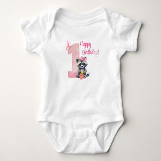 "One Year Old" – Pink First Birthday Baby Bodysuit