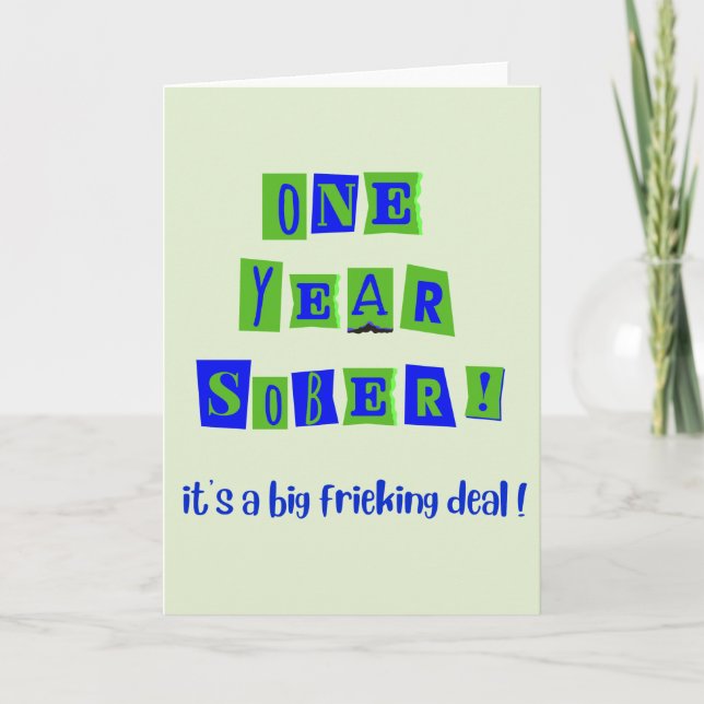 One Year Sober card with envelope 5x7" (Front)