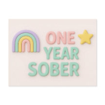 One Year Sober sobriety anniversary birthday card 