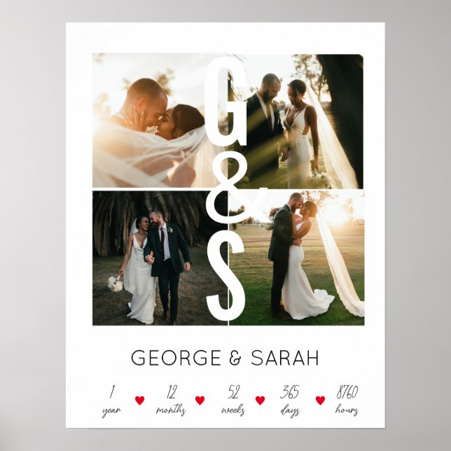 One Year Together Wedding Anniversary 4 Photo Post Poster (Front)