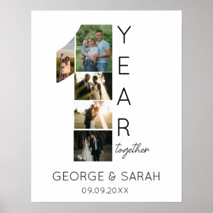 One Year Together Wedding Anniversary 5 Photo Poster