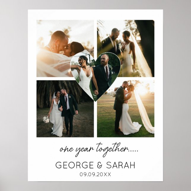 One Year Together Wedding Anniversary 5 Photo Poster (Front)