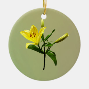 One Yellow Lily Ceramic Ornament