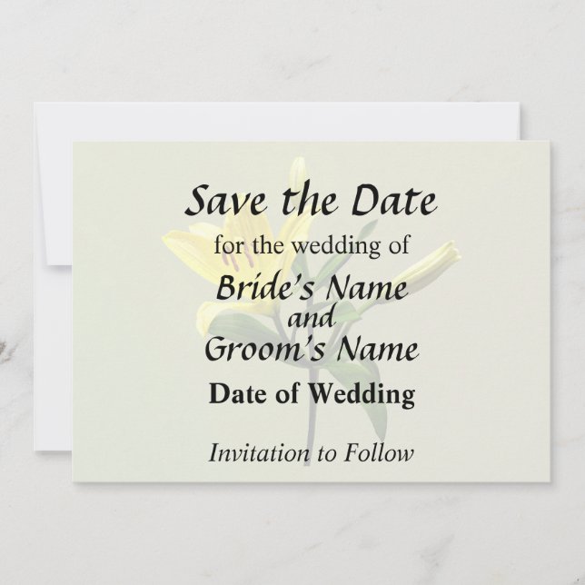 One Yellow Lily Save The Date (Front)
