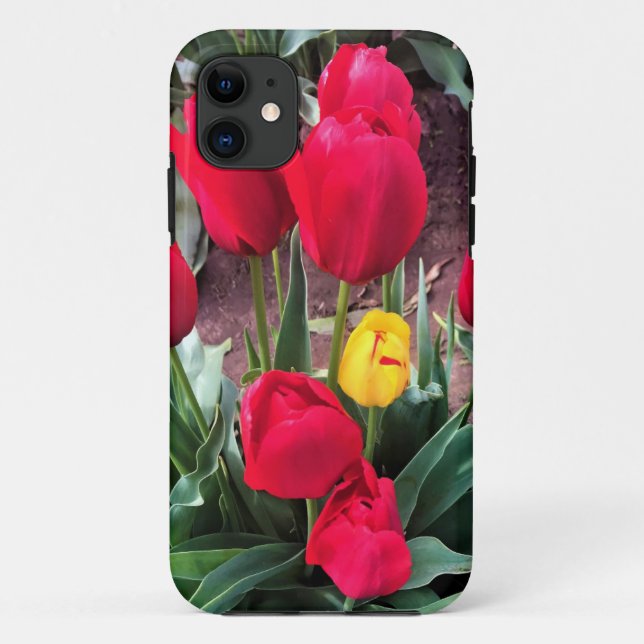 One Yellow with Red Tulips Case-Mate iPhone Case (Back)