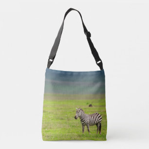 One Zebra on grassland in Africa, Serengeti Crossbody Bag