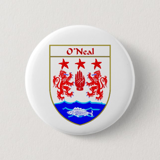 O'Neal Coat of Arms/Family Crest 6 Cm Round Badge (Front)