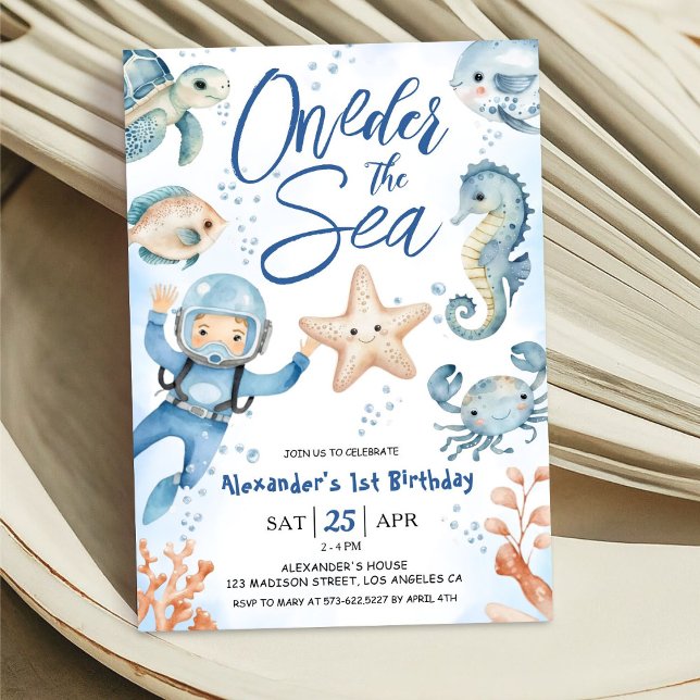 ONEder The Sea! 1st Birthday Boy Cute Ocean  Invitation (Creator Uploaded)