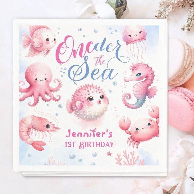 ONEder The Sea 1st Birthday Girls Pink Cute Ocean Napkin (Creator Uploaded)