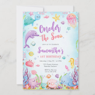 Oneder The Sea 1st Birthday Invitation