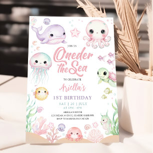 Oneder The Sea 1st Birthday Invitation