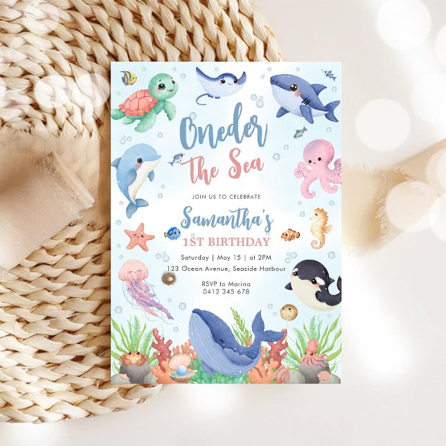 Oneder The Sea 1st Birthday Invitation (Creator Uploaded)