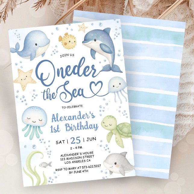 Oneder The Sea 1st Birthday Party Invitation (Creator Uploaded)