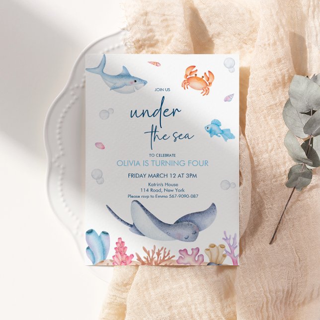 ONEder The Sea 1st Birthday Party Invitation (Creator Uploaded)