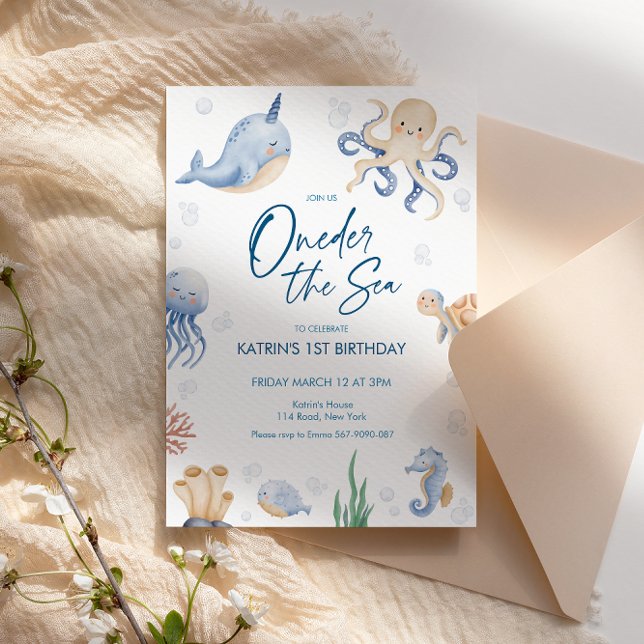 ONEder The Sea 1st Birthday Party Invitation (Creator Uploaded)