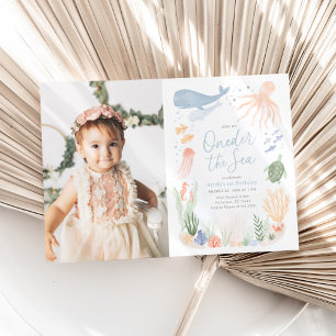 Oneder the Sea 1st Birthday Photo Invitation