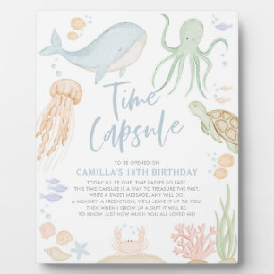 Oneder The Sea 1st Birthday Time Poster with Easel Plaque