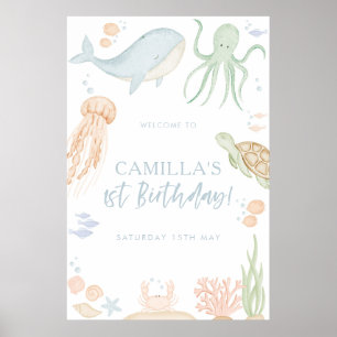 Oneder The Sea Baby Shower 24x36" Welcome Sign