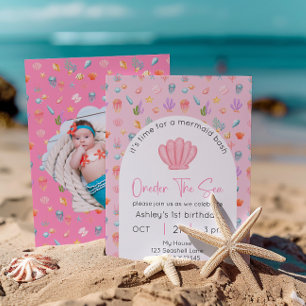 Oneder The Sea Birthday Photo Invitation
