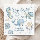 ONEder The Sea Boy 1st Birthday Cute Blue Ocean Napkin<br><div class="desc">Add a dash of magic to your little one's first birthday celebration with our 'ONEder The Sea'  Boy 1st Birthday Cute Blue Ocean Paper Napkins! Shop today and set the tone for a special party!</div>