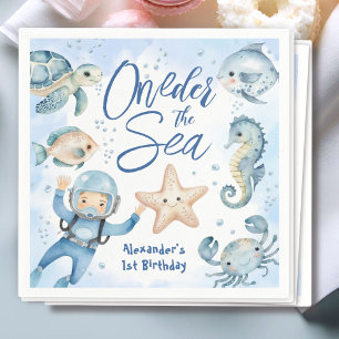 ONEder The Sea   Boy 1st birthday Cute Ocean  Napkin
