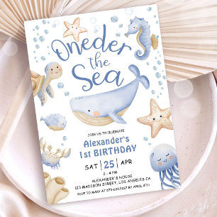 ONEder The Sea! Boy Cute Ocean 1st Birthday Invitation