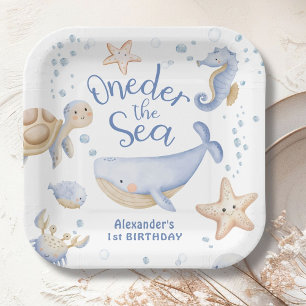 ONEder The Sea! Boy Cute Ocean 1st Birthday Paper Plate