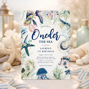 Oneder the Sea Coastal 1st Birthday Invitation