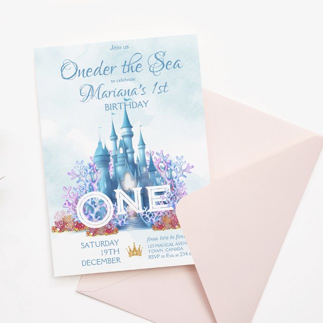 Oneder The Sea First 1st Birthday Under the Sea Invitation (Creator Uploaded)