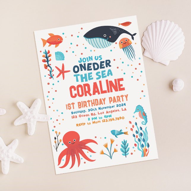 Oneder The Sea First Birthday Invitation (Creator Uploaded)