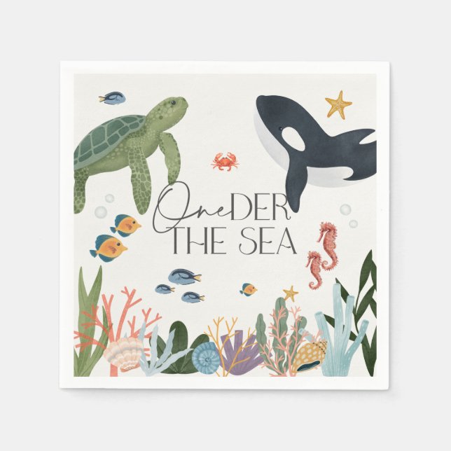Oneder The Sea First Birthday Table Decor Napkin (Front)