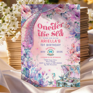 Oneder The Sea Flower Glitter Mermaid Tail  Invitation