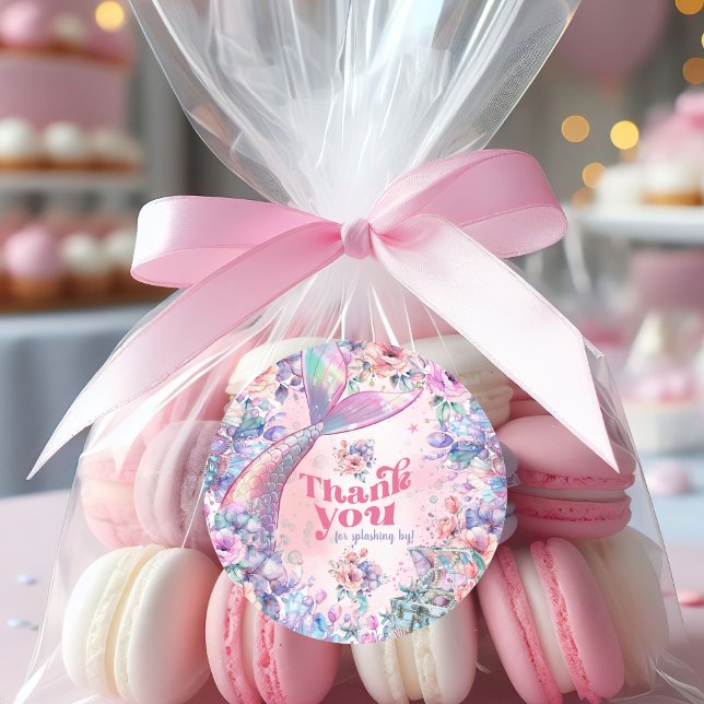 Oneder The Sea Flower Glitter Mermaid Thank you Classic Round Sticker (Creator Uploaded)